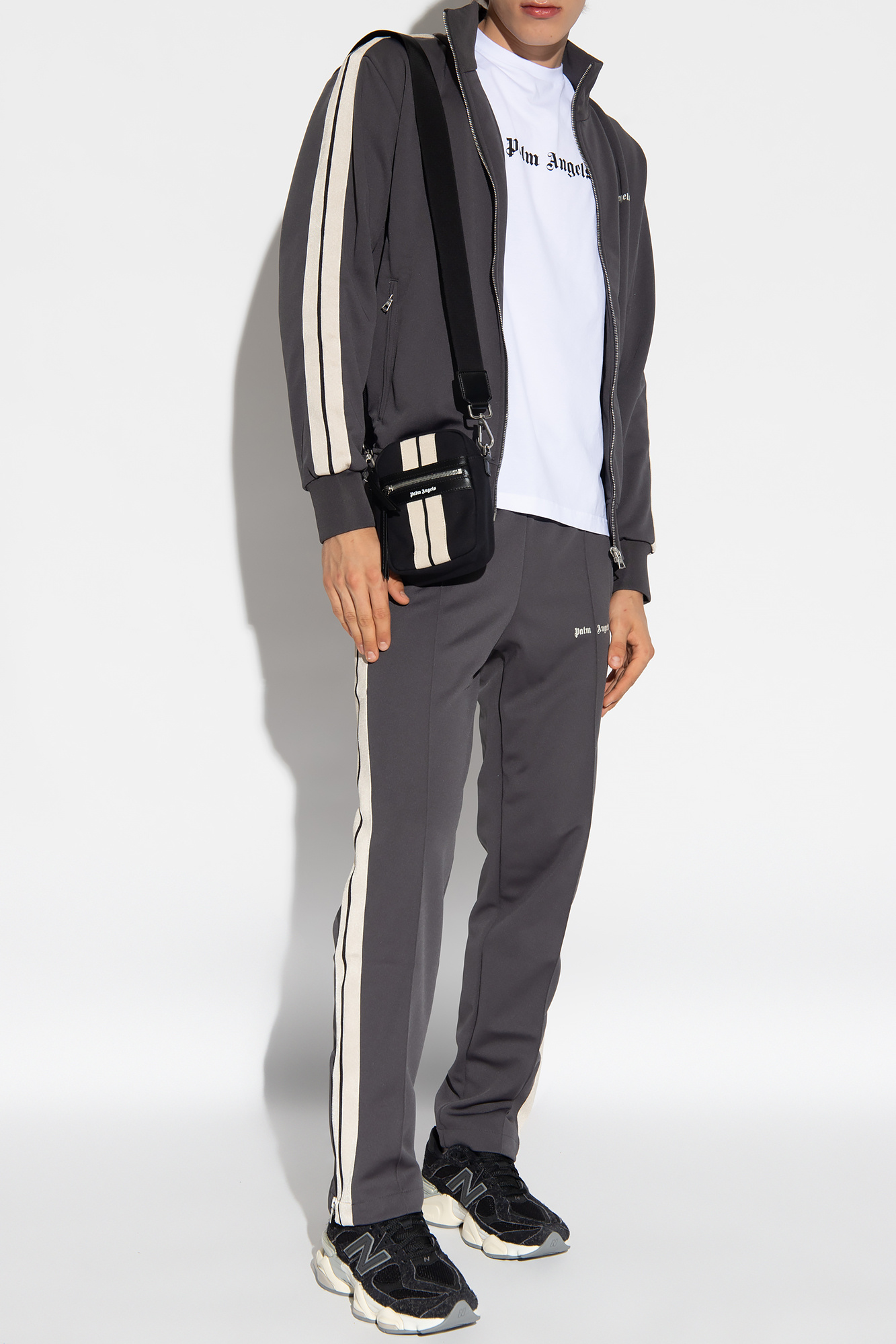 Grey Sweatpants with logo Palm Angels - Stella Frill Dress